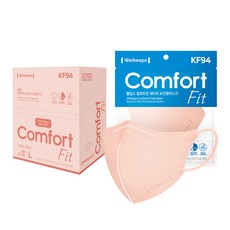 웰킵스 컴포트핏 세이프 보건용 컬러 마스크 대형 새부리형 KF94, 1개입, 25개, 코랄오렌지