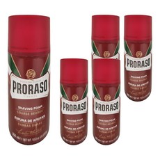 PRORASO 刮鬍泡 紅標 檀香，軟化鬍鬚，減少摩擦，滋潤保濕, 300ml, 5瓶