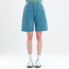 엘쏘 여성용 데님 버뮤다 숏팬츠 와이드 반바지