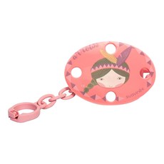 Suavinex 蘇維妮 橢圓形奶嘴鏈 帶夾子, 0個月以上, 印第安女孩款, 1個