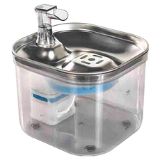 萌貝貝 2L寵物不鏽鋼透明自動續水飲水機, 304不鏽鋼+PC材質, USB供電, 半透明, 1台