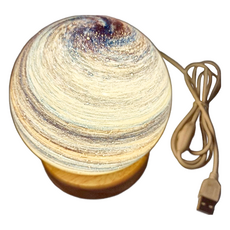 夢幻星球小夜燈, 實木玻璃LED電子元件, 燈罩直徑約12cm, 晨曦
