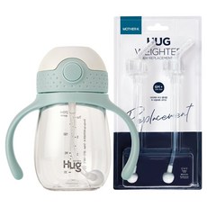 마더케이 허그 추 빨대컵 + 추 빨대 리필 2p, 210ml, 1세트, 민트
