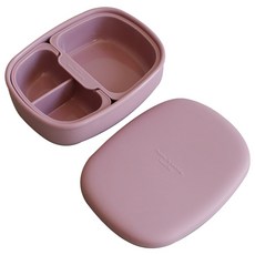 矽膠三格便當盒, 1個, 深粉色