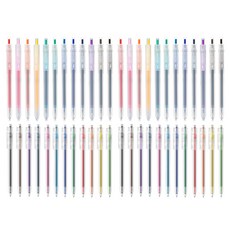 델리 반투명 노크식 컬러 중성 젤펜 0.5mm 24색, 혼합색상, 5세트