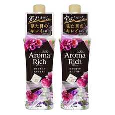 LION 獅王 Aroma Rich 衣物香氛柔軟精 茱麗葉甜花 480ml 初綻香氛技術 持久清新 防靜電 防臭, 2瓶