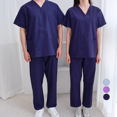 素色V領短袖護士服+長褲+短襪套裝