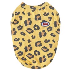 투스투스 강아지 호피 나시 티셔츠, 옐로우, 1개