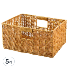 코멧 홈 내츄럴 라탄 패턴 사각 바구니 L, 5개