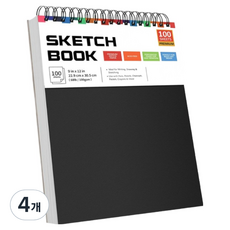 甜蜜商店 專業用繪圖素描本 黑色 100p, 4個, A4