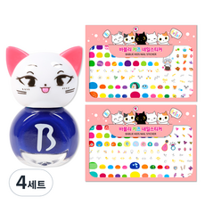바블리 키즈네일 냥이 옐로핑 + 어린이네일스티커 세트, 랜덤 발송, 4세트