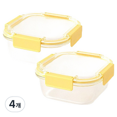 라임올리브 강화유리 정사각 밀폐용기 520ml G190, 밀폐용기 520ml 2p, 4개