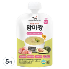 짱죽 맛있는 이유식 맘마짱 스파우트형, 닭가슴살아보카도묽은죽, 120g, 5개