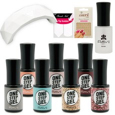 SHe MAERYO 高級一步凝膠指甲套組 A, 彩色凝膠 5ml x 7p + 粘合劑 5ml + 燈 + 提示指南 + 貼紙, 1套