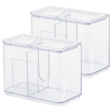 Changsin Living 昌信生活 FRANCO 化妝棉棉花棒盒, 2個, 透明