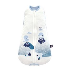 酷咕鴨超好棉成長包巾-大甲媽聯名限定款，柔軟親膚，側邊暗釦設計，可轉換防踢被, 白色+藍色