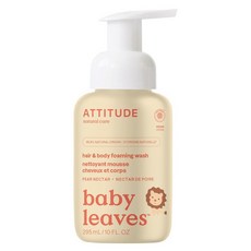 ATTITUDE 艾特優 嬰幼兒2合1泡沫洗髮沐浴露 梨花蜜 0歲以上, 295ml, 1瓶