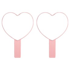 Double J 現代粉彩愛心手拿鏡, 粉紅色, 2個