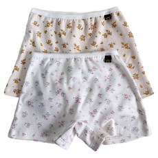 YEROOYENA 女童花朵圖案平口四角內褲 2款1組