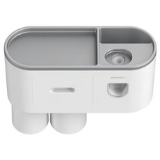 Newns 壁掛式牙刷收納置物架組，附杯子，多功能收納空間，方便實用, 1組