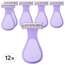 Market Ring 女性用柔軟除毛刀 紫色 type1 ONE SIZE, 12個, 1入