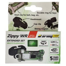 ArmyTek Zippy ES WR USB充電磁吸多功能頭燈 120流明 360度照明 5年質保 白/紅光, 綠色, 1個