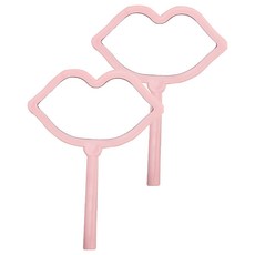 Double J 嘴唇造型化妝手拿鏡, 2個, 粉色