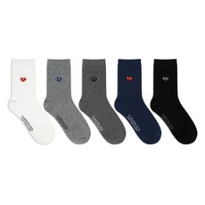 Park Goon 男款大眼愛心圖案中筒襪 5雙組