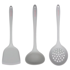 NEOFLAM 台灣原廠公司貨 Premium 矽銀3件組, 鍋鏟1入 + 湯杓1入 + 漏勺1入, FIKA 灰色, 1組