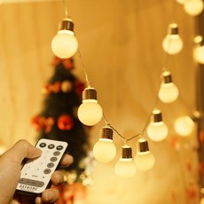 DAYHOME 30顆燈LED大球燈泡串+接收電纜器+專用變壓器+遙控器+電池, 暖白光, 1組