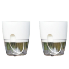 12圓形自動給水花盆 2個, 白色