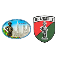 A-ONE 匯旺 比利時尿尿小童MANNEKEN PIS磁性家居裝飾 + 布魯塞爾 尿尿小童補丁貼 Set 2個, 7.5 x 6cm, C223 + 98