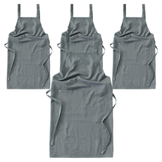 BanDb 現代棉麻H型口袋圍裙 A510, 深灰色, 4個
