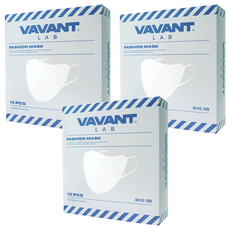 바반트 2D 컬러 패션 마스크 대형, 화이트, 10개입, 3개