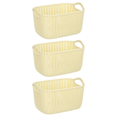 BangJiaShi 幫家適 仿藤編織收納籃, 中號, 米白色, 3個