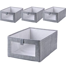 Diocell 抽屜式折疊織物收納盒大號, 灰色, 4個