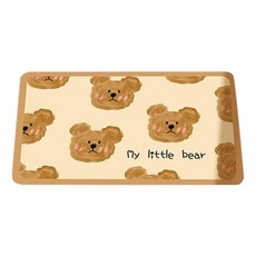 Mega 可愛奶油動物皮革軟硅藻土地墊 滿版奶油熊, 40 x 60cm, 1個