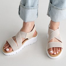 dangolunni 女款八字鬆緊帶涼鞋, 米色, 240