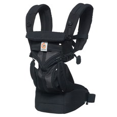 Ergobaby Omni Breeze 全階段型透氣嬰兒背帶 SoftFlexTM 專利網布 0-20kg適用 四種背法, 黑瑪瑙, 腰帶腰圍66-140cm, 1個