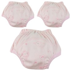 PiYOPiYO 黃色小鴨 小鴨學習褲, 強勁吸水, 360度防側漏, 雙層紗布透氣, 90cm, 粉色, 3件