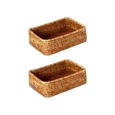 藤編小型長方形籃子 IT CO 040, 單一顏色, 2個