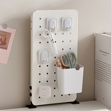 라이프스윗 스탠드 철제 원형 책상 정리 타공판 클립형 36 x 2 x 18 cm, 화이트, 1개