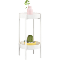 Happyj 北歐咖啡廳風鐵製花盆展示架 50 x 25 cm, 白色, 2層