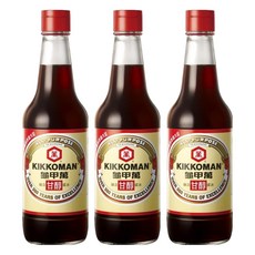 KIKKOMAN 龜甲萬 純釀造甘醇醬油 傳統釀造技術 提升菜餚鮮味, 500ml, 3瓶