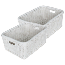 Rattan Shop 長方形托希提籃 290 x 390 x 170 mm C703, 白色, 2個