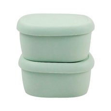 SiliPot 鉑金矽膠 冰溫嚐鮮盒 Set, 可堆疊收納，不占空間，無凹槽設計，好清洗，上蓋好掀，刻度清晰, 180ml, 薄荷綠, 2個