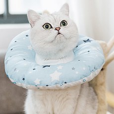 I Love Pet甜甜圈氣墊可愛周長調節寵物防舔圈 藍色星星 M, 1個