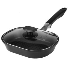 PEARL LIFE 珍珠金屬 迷你玻璃蓋IH適用寬平鍋(不沾塗層)Grill Fan HB-4919, 1入