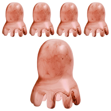 章魚按摩梳 樹脂蜜蠟材質 水滴式梳齒設計 輕巧易拿, 淺紅色, 1組