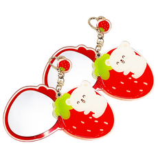 CCHING 青青文具 隨身鏡吊飾 萌ZOO 草莓小熊造型, 2個